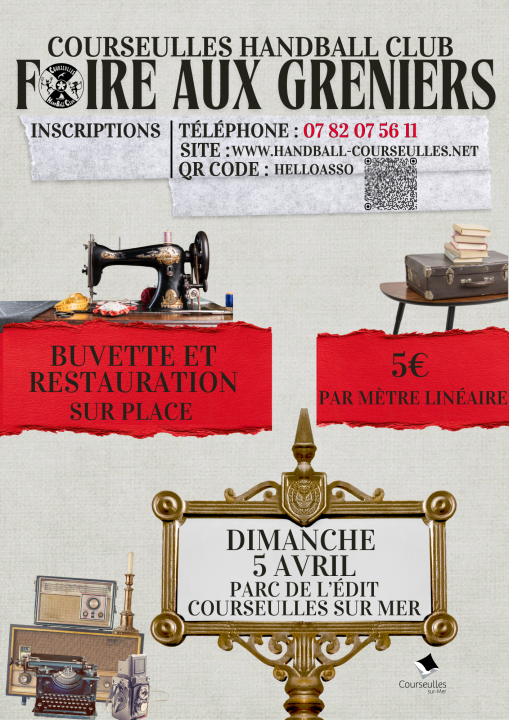 Affiche Annonce Evènement de Vente Brocante Vide Grenier Collage Photos Scrapbooking Vintage -5