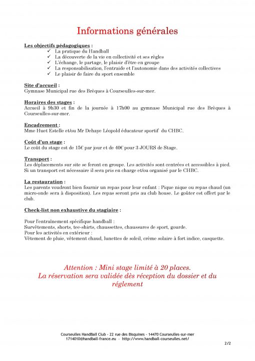 INFORMATIONS GENERALES SUITES